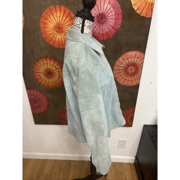 Mixit Light Blue Genuine Suede Classic Jacket Western Chic Retro Revival Sz 16 - Picture 2 of 9